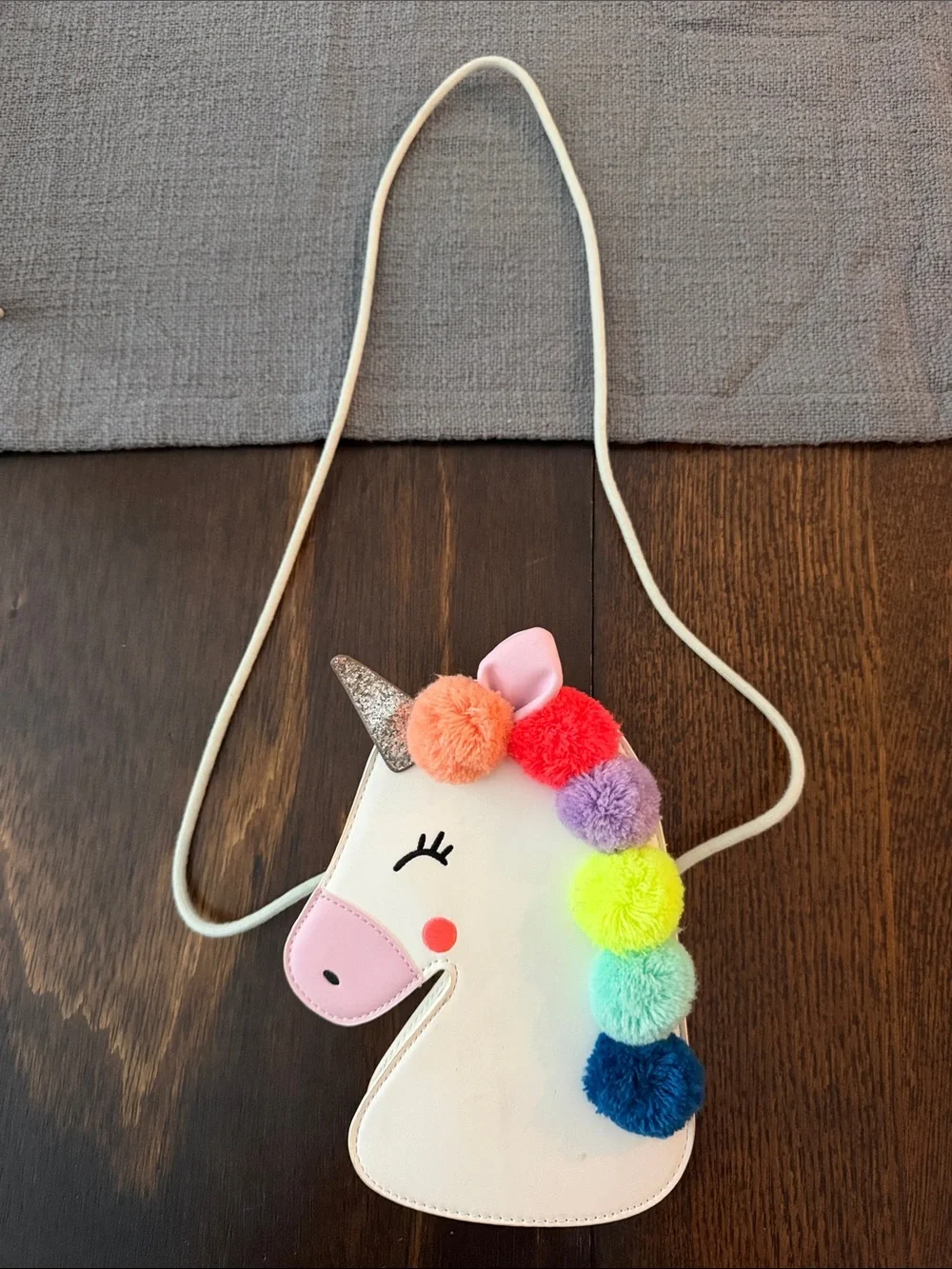 Target Kids Unicorn Crossbody Bag - White with Rainbow Pom Poms